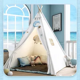 Toy Tents Kids Tent Teepee Portable Children's Wigwam Indoor Outdoor Foldable Cotton Indian Canvas Child PLay House Tipi Room Decor 221208