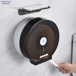 Toalettpappershållare Badrum Vävnad Dispenser väggmontering stor rullkapacitet handduk transparent svart 221207
