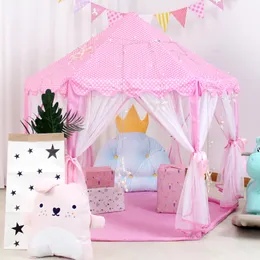 Toy Tents Girl Princess Pink Castle Portable Children Outdoor Garden Folding Play Tent Lodge Kids Ball Pool Indoor Playhouse 221208