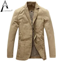 Mäns kostymer blazers våren Autumn Business 100% Pure Cotton Casual Suit Coat Man Masculino Solid Jackets Outwear Military Jacket 221208