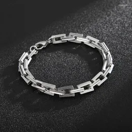 Charm Bracelets Silver Color Square Hollow Wrist For Men Double Single Layer Stainless Steel Blade Chain Hip Hop Jewelry