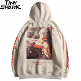 Herrtröjor tröjor män hiphop hoodie tröjor retro målning tryck hajuku hooded pullover streetwear höst bomull lös vinter 221208