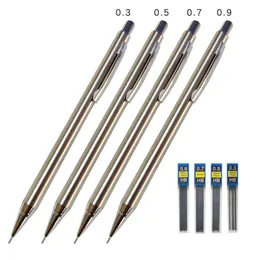 Full Metal Mechanical Pencil Mmmmmmmm High Quality HB Automatiska pennor Skrivande skolkontorsmaterial