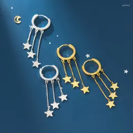 Hoopörhängen Modian Authentic 925 String Sliver Simple Long Chain Star Earring for Women Minimalist Style Fine Jewelry Brincos