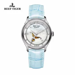 Reef Tiger Fashion и Elegant Steel Watch для Ladies Diamonds White Mop Dial Watch Watches RGA1550