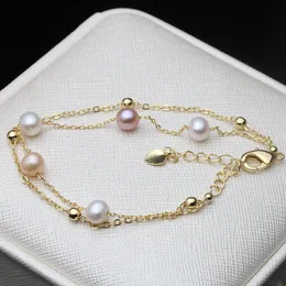 Catena da sposa in argento 925 bracciale classico gioielli doppi braccialetti di perle d'acqua dolce naturale per le donne regalo di compleanno 221207