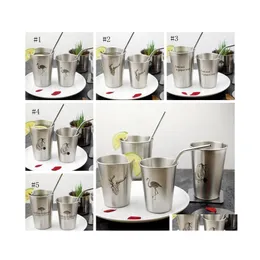 Tassen Kaffeetassen Edelstahl S Glas Wein Kaltes Wasser Tasse Auto Trinkgeschirr Vogel Zebra Hirsch mit St 5 Designs Drop Lieferung Home Gard Dhzkb