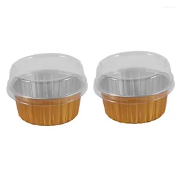 Baking Tools 200Pcs Disposable Aluminum Foil Cups Creme Brulee Dessert Oval Shape Cupcake With Lids Cake Egg