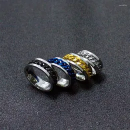 Wedding Rings 2022 Stainless Steel Rotatable Couple Ring High Quality Spinner Chain Rotable For Women Man Punk Jewelry Party Gift