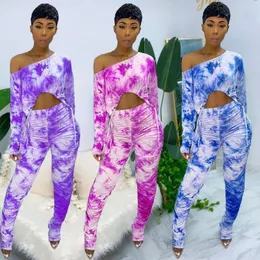 Women's Tracksuits Ueteey Two-piece Casual Sexy Tie-dye Drawstring Design Women Pant Set