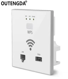 OUTENGDA 300Mbps en la pared AP Wifi Punto de acceso Socket inalámbrico para el Soporte de Proyecto EL WiFi AC Management RJ45 USB WPS CiCryPT5409668