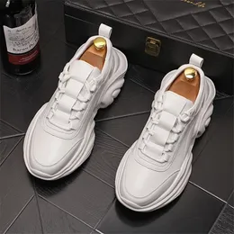 Mode läder män sneakers casual skor hip hop tjock botten plattform höjd ökar skor chaussure homme