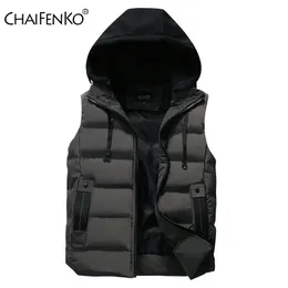 Men's Vests CHAIFENKO Jacket Winter Waterproof Warm Sleeveless Fashion Hooded Casual Autumn Thicken Waistcoat 221208