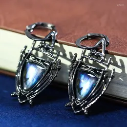 Dangle Earrings Vintage Triangle Blue Resin Stone Drop For Women Ethnic Tribal Geometric Hanging Retro Jewelry