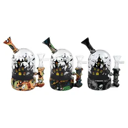 4.8inches Ghost Glass Pipe Hookahs water bongs with bowls floats Tobacco silicone smoking pipe detachable smoke stem
