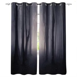 Curtain Forest Spooky Night Light Trees Horror Living Room Hanging Curtains Balcony Kitchen Study Modern Window Treatments