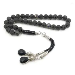 Strand Black Zircon Beads Tasbih 33 Armband Muslim Gift Misbaha 5a Kvalitet Islamiska stentillbeh￶r Rosarin Handgjorda smycken