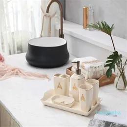 Fashion Bee Design New Bath Bottles Suite Creative Household Cracks Porcelain Toilet Set High Grade Simple Trace Gold Sanitary Ware Suit