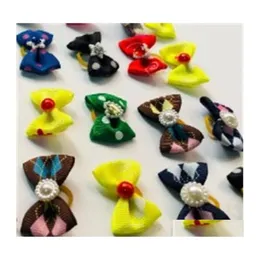 Dog Grooming Pet Dogs Bows Hairpin Belt Bow Le Dog Cat Hair Elastics Animal Hairpins Solid Color Supplies Beads Decoration Drop Deli Dhccr