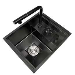 Invisible Sink Kitchen Liten Single Sink 304 Rostfritt stål Barräknare Mini Wash -basin med täckfluensinskar Sashbasins dolda