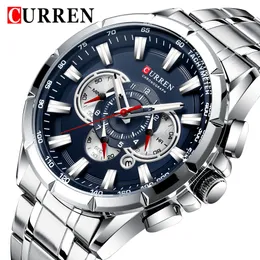 CURREN Mode Mann Armbanduhr Wasserdicht Chronograph Männer Uhr Military Top Marke Luxus Edelstahl Sport Männliche Uhr 8363