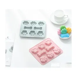 Baking Moulds Sile Cat Claw Mods Bone Microwave Oven Baking Ice Lattice Pudding Molds Cake Chocolates Mold Pure Color 3 6Yx J1 Drop Dhwm6