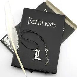 A Anime Death Note book Set Leather Journal and Necklace Feather Pen Animation Art Writing pad