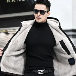 Gilet da uomo Cappotto imbottito in cotone di mezza età Parka da uomo di media lunghezza Pelliccia invernale Fodera in cashmere di visone extra spessa