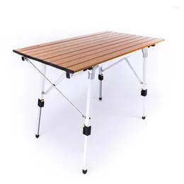 Camp Furniture Outdoor Table Folding Silver Imitation Wood Portable Camping Hiking Adjustable Picnic Foldable Stock AL Desk