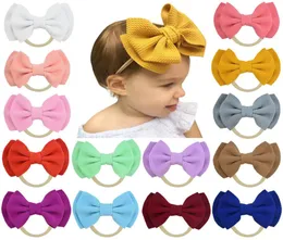 Cute Baby Girl 47 Inch Double Layer Elastic Nylon Big Bow Headband Solid Ribbon Hairband 20 Color Kid Boutique Hair Accessories6443739