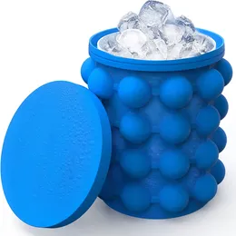 Kitchen Silicone Ice Maker Bucket 2in1 Ice Cube Maker Mold Trays for Frozen Whiskey Cocktail Beverages