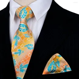 Bow Ties Çiçek kontrollü çok renkli erkek kravat mendil ipek jakard dokuma kravat seti toptan çekici