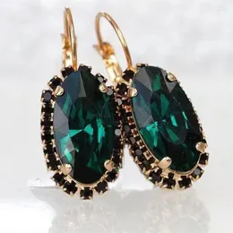 Dangle Earrings Retro Deep Green Chunky Stone Pendant White Ia Big Drop Earring For Women Girls Vintage Jewelry