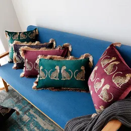 Capas de impressão digital de travesseiro Capa de sofá de borla decorativa 45x45cm/30x50cm Caso de desenho animado de leopardo boho decoração de casa