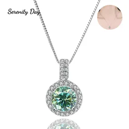 Chokers Serenity Day 1 Green Necklace D Color VVS1 Pendant S925 Sterling Silver Jewelry For Women Wedding Party Gift 221207