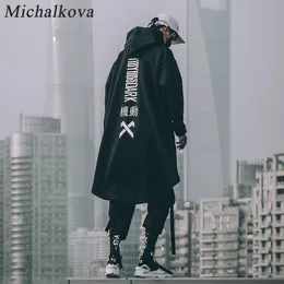 Men's Hoodies Sweatshirts michalkova japanese sweatshirt Mens Oversize Long Cloak Hip Hop Gothic Outwear Streetwear Coat Harajuku Style Male Tops 221208