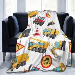 Blankets Flannel Blanket Trucks Cars And Road Signs Ultra-Soft Micro Fleece For Bathrobe Sofa Bed Travel Home Winter Spring Fall