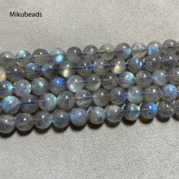 قلادات من الخرز بالجملة الطبيعية 7.5 ملم A Madagascar labradorite ناعمة جولة السائبة لتصنيع المجوهرات DIY Stone Necklace Strand 221207