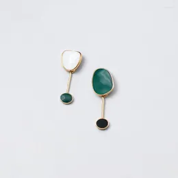 Stud Earrings DAIWUJAN Retro Ins Simple Green Irregular Geometric Real 925 Sterling Silver Fine Jewelry For Women Party