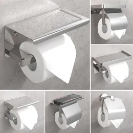 Toilet Paper Holders 304 Stainless Steel Tissue Box Roll Stand Mobile Phone Bathroom Bath Set Accessories 221207