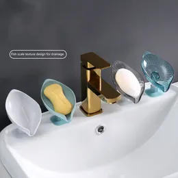 Soap Dishes Leaf shape Holder Self Draining Non slip Tray Suction Cup Base Shower Organizer for Kitchen Countertop 221207