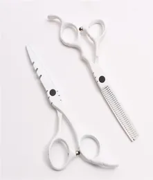 C1010 6QUOT Giappone Logo personalizzato White Professional Human Hair Scissors Barber039s Scissori per parrucchiere che tagliano diradamento SH8210248