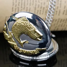 Pocket Watches Fashion Funny Fish Design Silver Quartz Watch Women Children Pendant Halsband Män