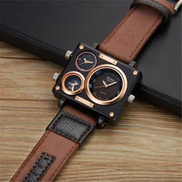 Wristwatches 2022 OULM 3595 Mens Watches Top Brand Multiple Time Zone Fashion Canvas Strap Casual Quartz Watch Montre Homme Mode De Marque
