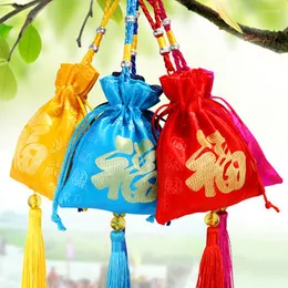 Bolsas de joyería, bolsa de la suerte, bolsita bordada de doble cara de estilo chino, bolsa vacía para mujer, almacenamiento de objetos pequeños para el hogar, bolsas de regalo para el año