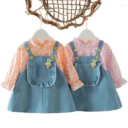 Kız Elbise Kız Kız Elbise Setleri 2022 Prenses Çiçek Top Kot etek Çocuklar Toddler Sıradan Giyim