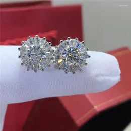 Stud Earrings Geoki Luxury 925 Sterling Silver Passed Diamond Test Total 1 Ct Perfect Cut D Color VVS1 Moissanite Snowflake Gift