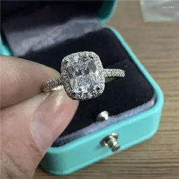 Ringos de cluster 925 anel de prata esterlina 3C Stone 5A Baia de casamento de noivado de zircão SZ 5-11 Presente
