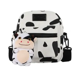 Evening Bags Women Ladies Cartoon Cow Print Shoulder Bag Canvas Crossbody Tote Purse Messenger Satchel 221208