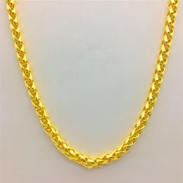 Chokers Fashion Luxury Thailand Sand Gold 14K Necklace Thick Yellow Chain for Women Men Wedding Engagement Jewelry Gifts 221207